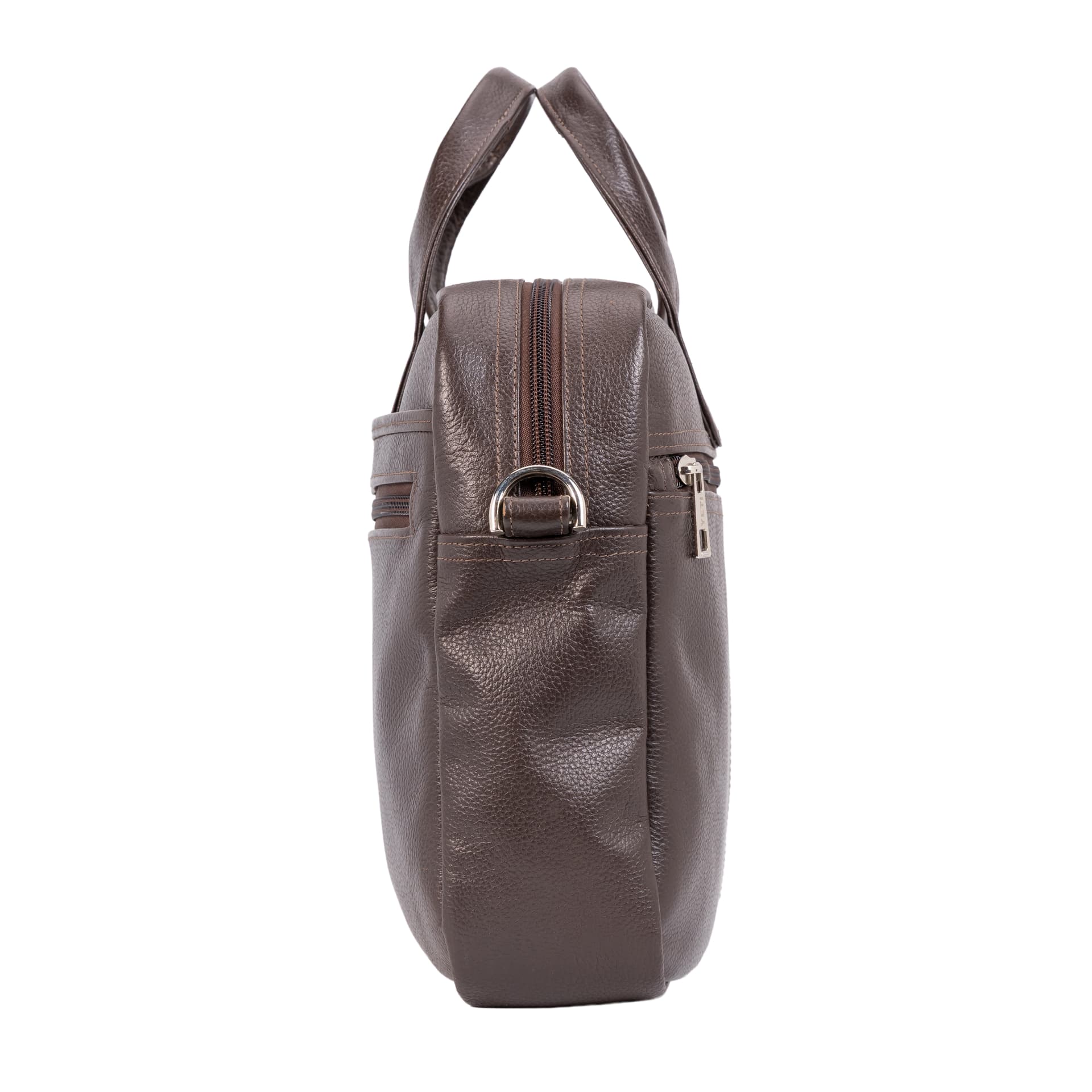 Classic Dark Brown Leather Laptop Bag view 3