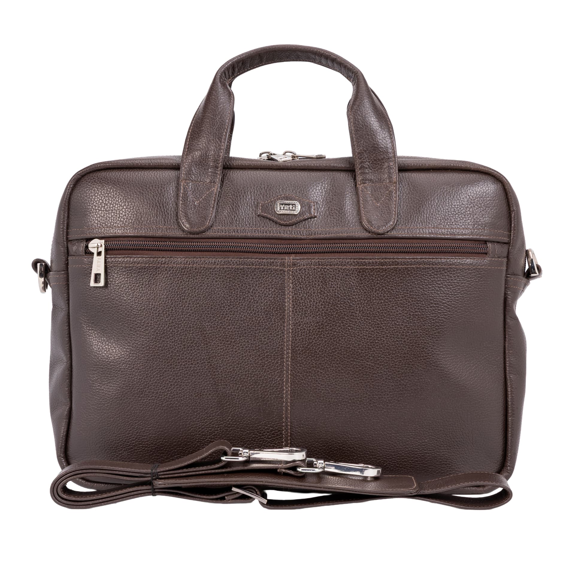 Classic Dark Brown Leather Laptop Bag view 1