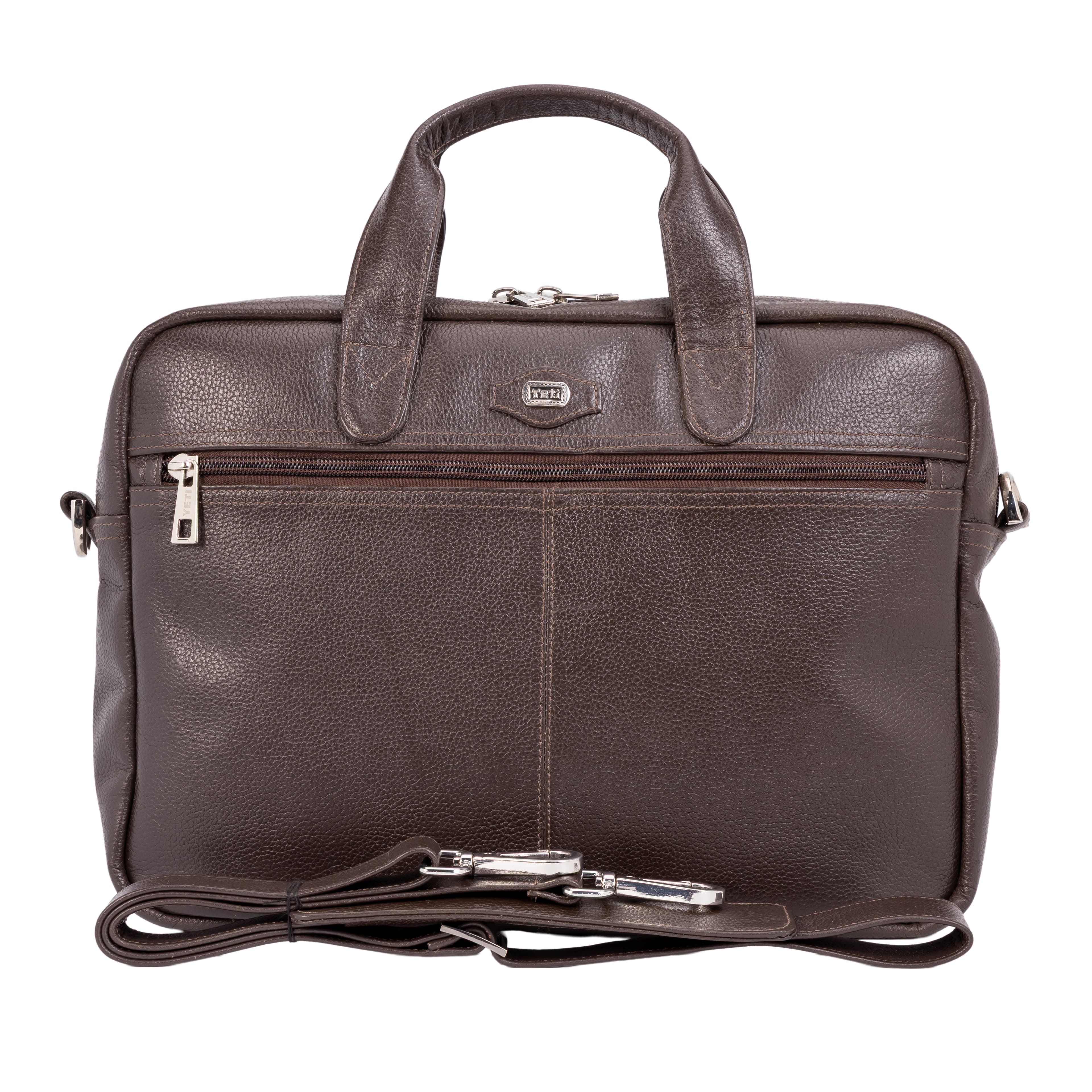 Classic Dark Brown Leather Laptop Bag