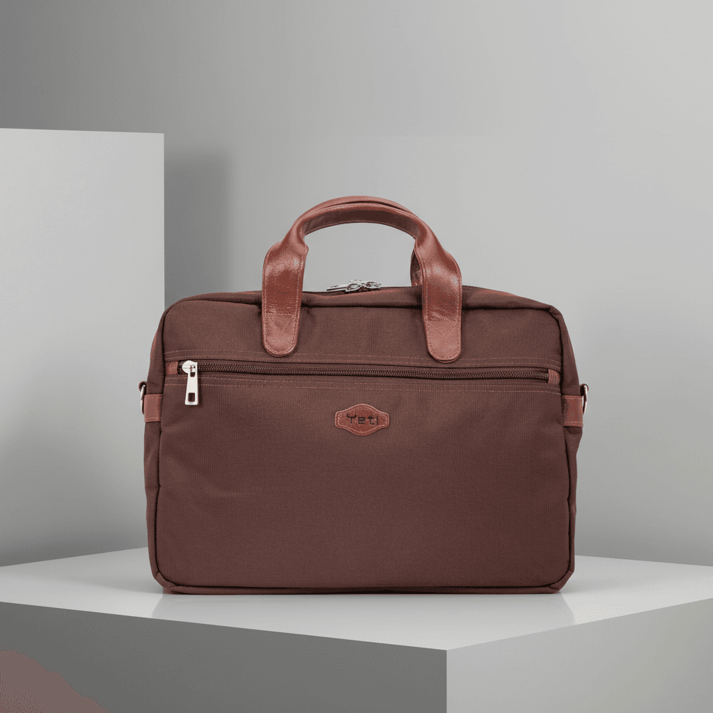 Hybrid Fabric and Leather Office Bag