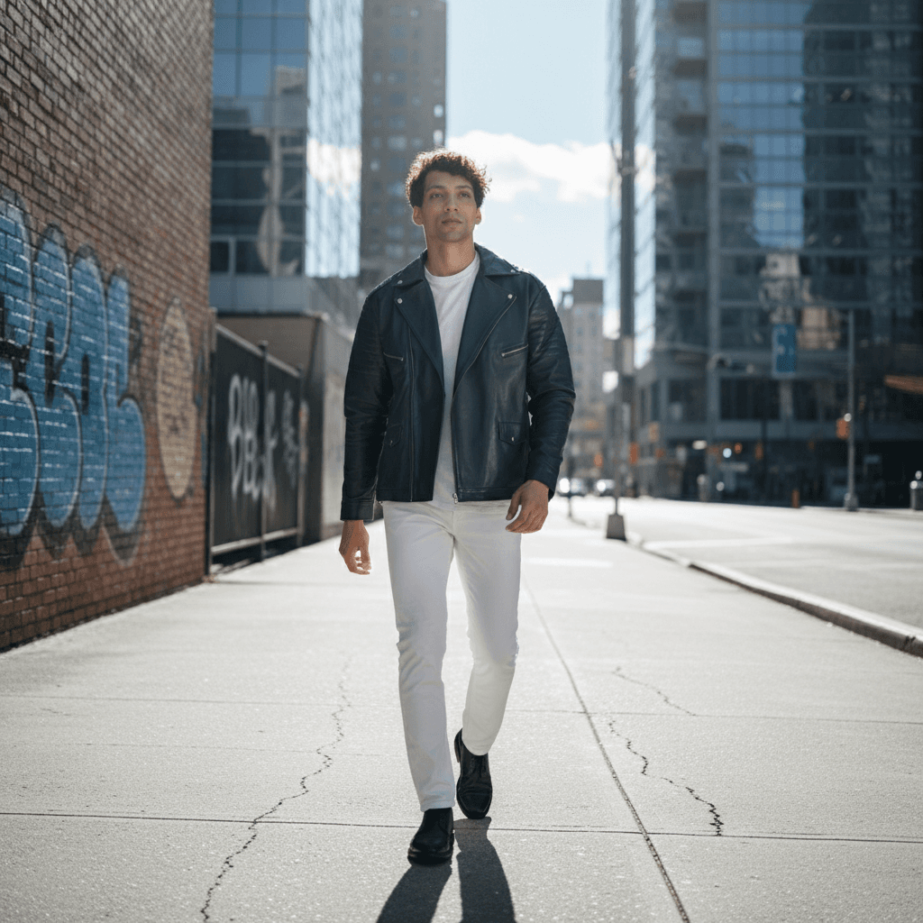 Men’s Premium Navy Blue Leather Jacket