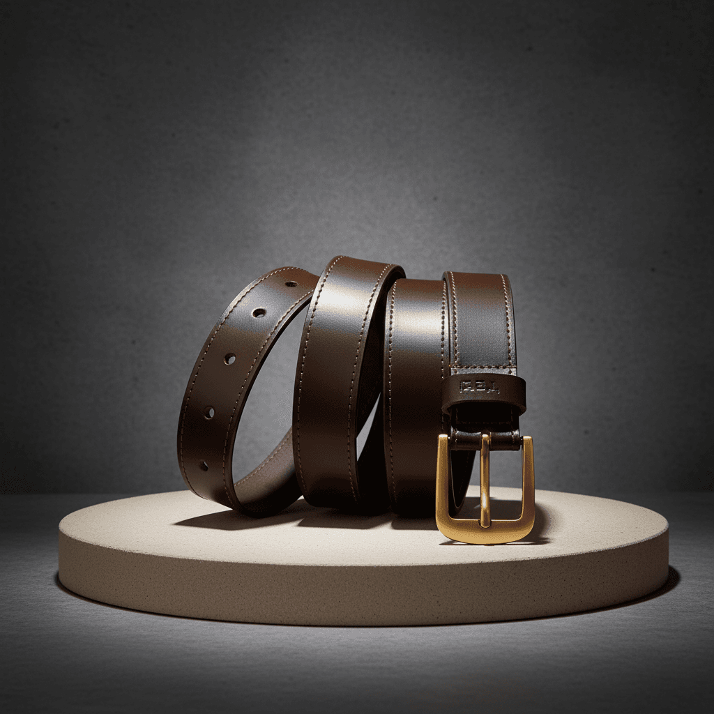 Premium Brown Stitched Leather Belt