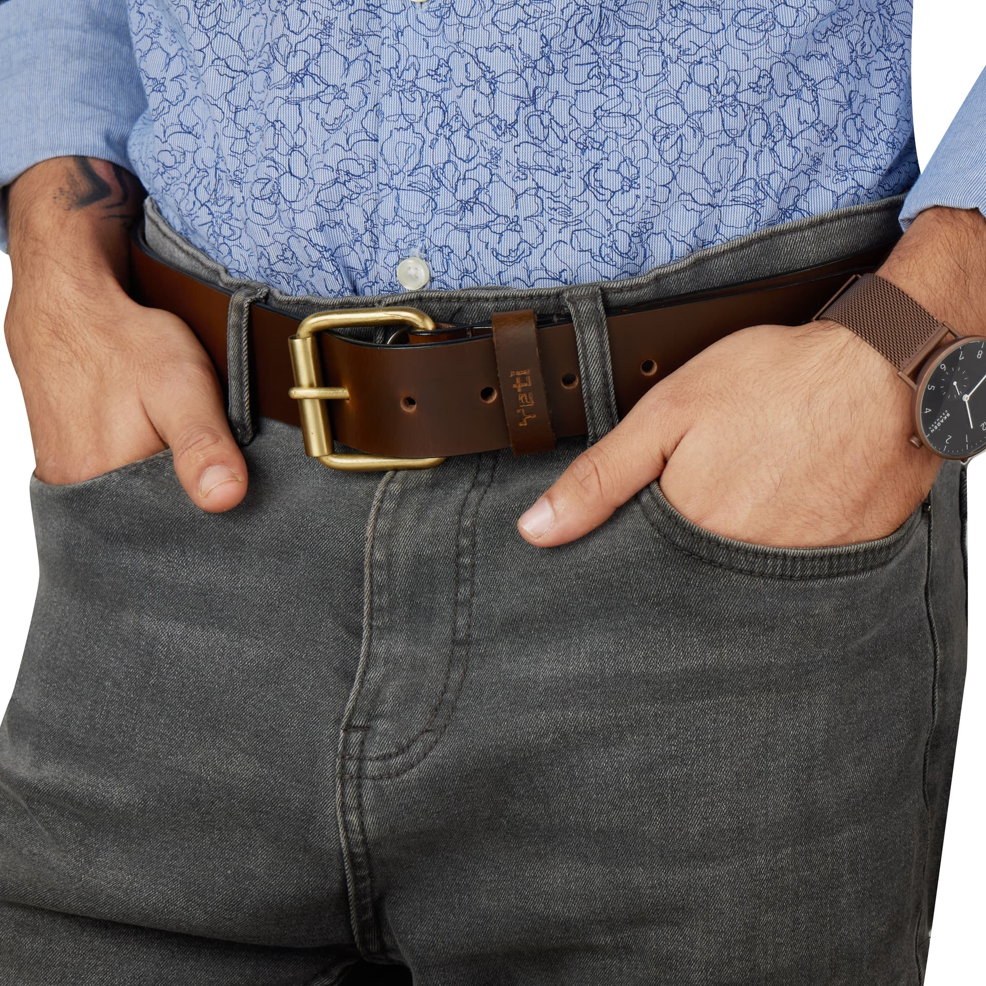 Premium Brown Genuine Leather Men's Belt view 5