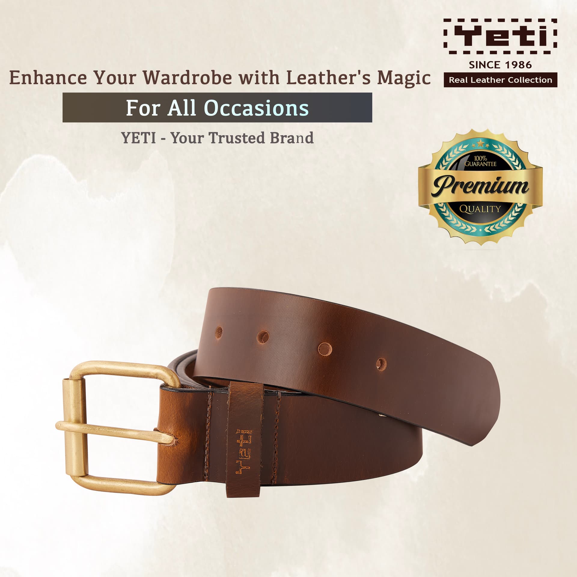 Premium Brown Genuine Leather Men's Belt view 6