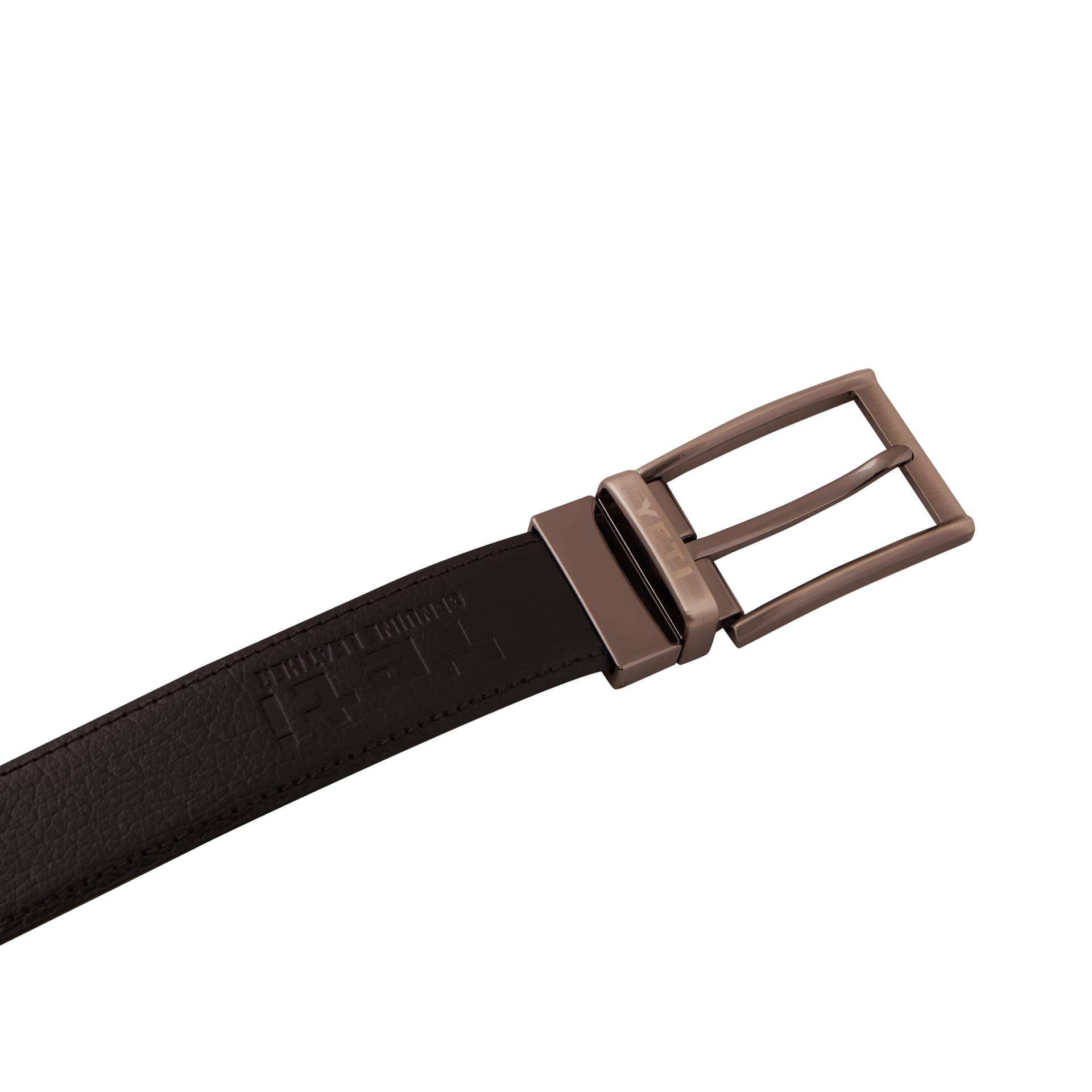 Textured Brown Leather Men's Belt view 2