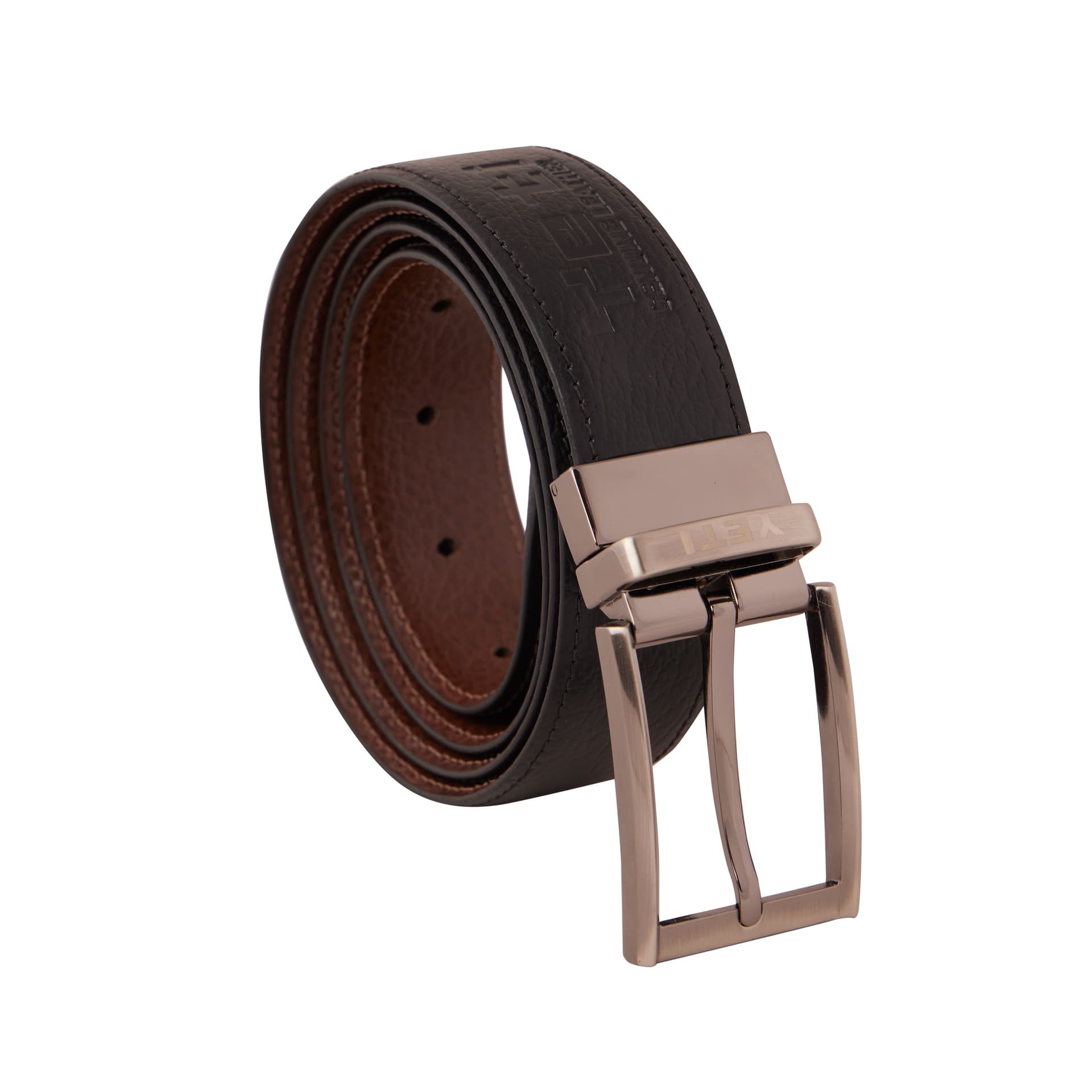 Textured Brown Leather Men's Belt view 5