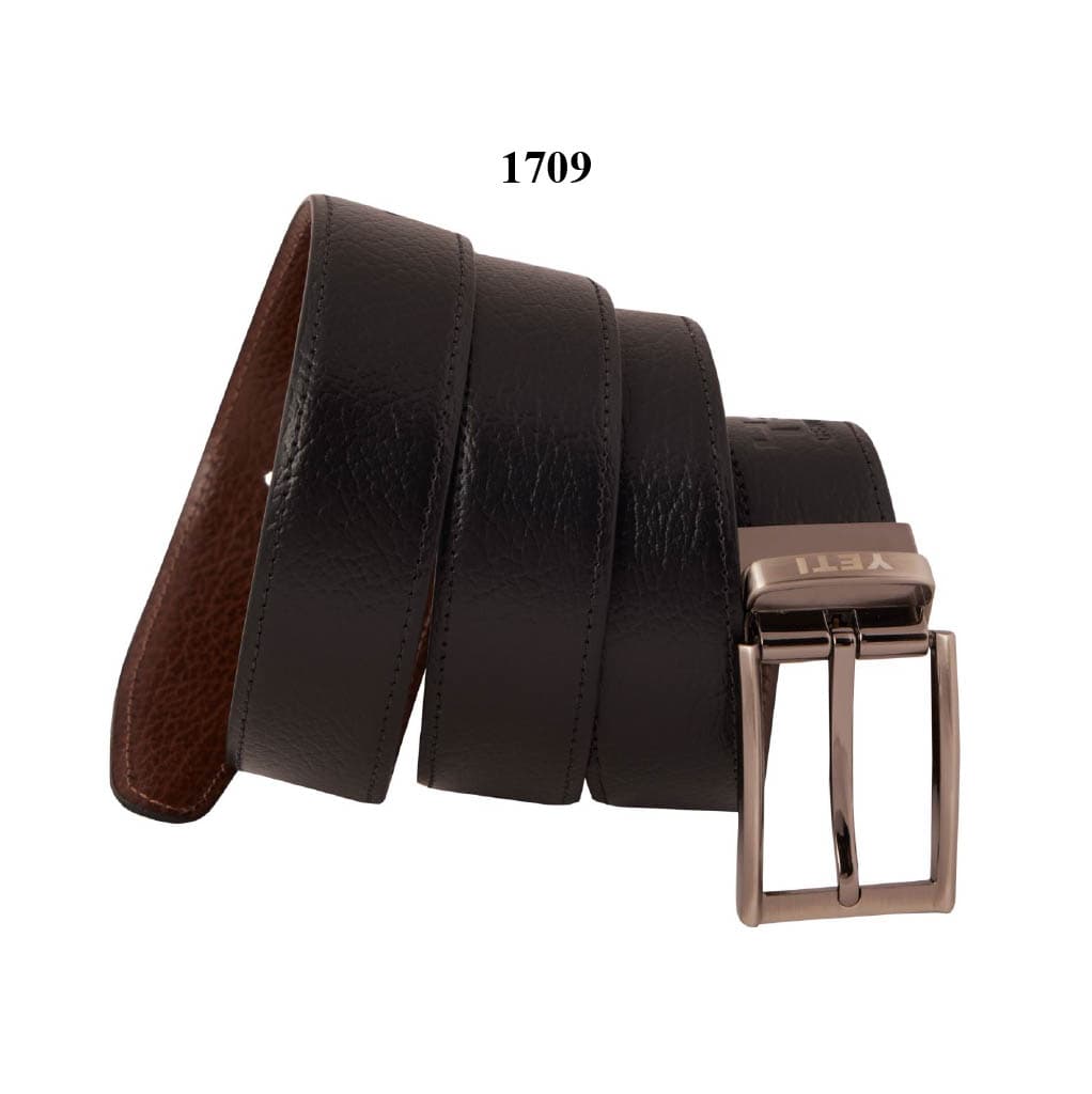 Textured Brown Leather Men's Belt view 1