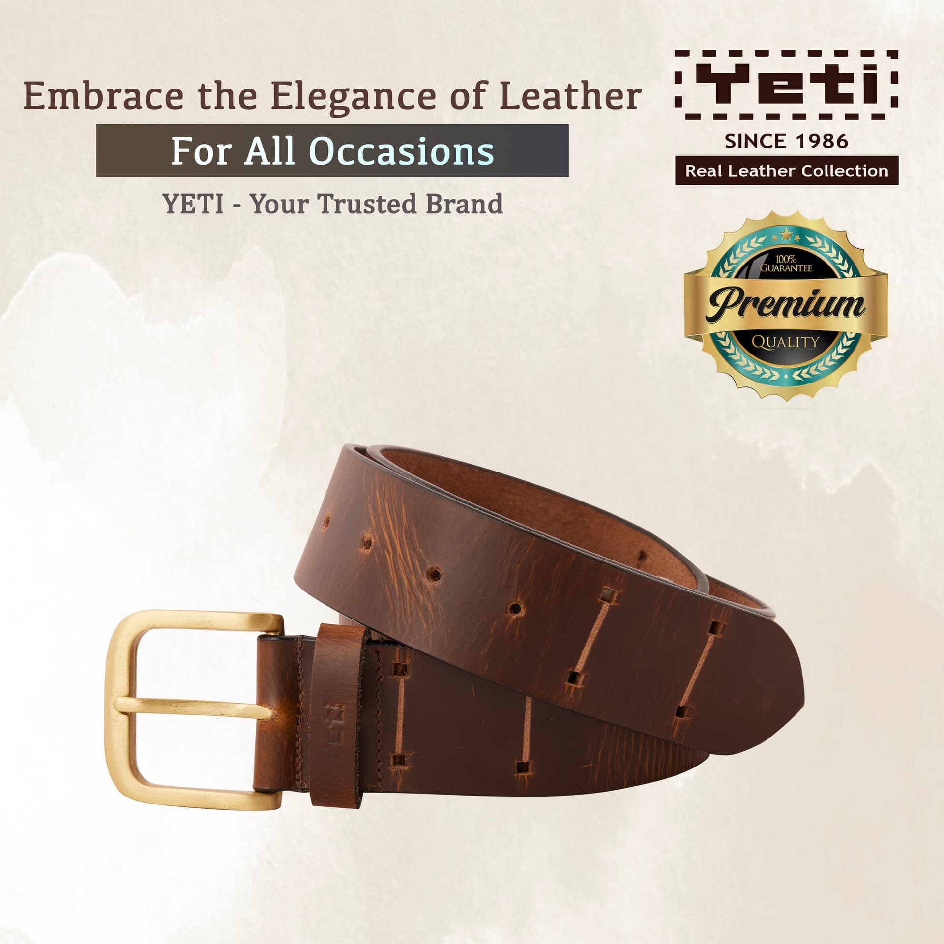 Designer Pattern Brown Leather Belt view 5