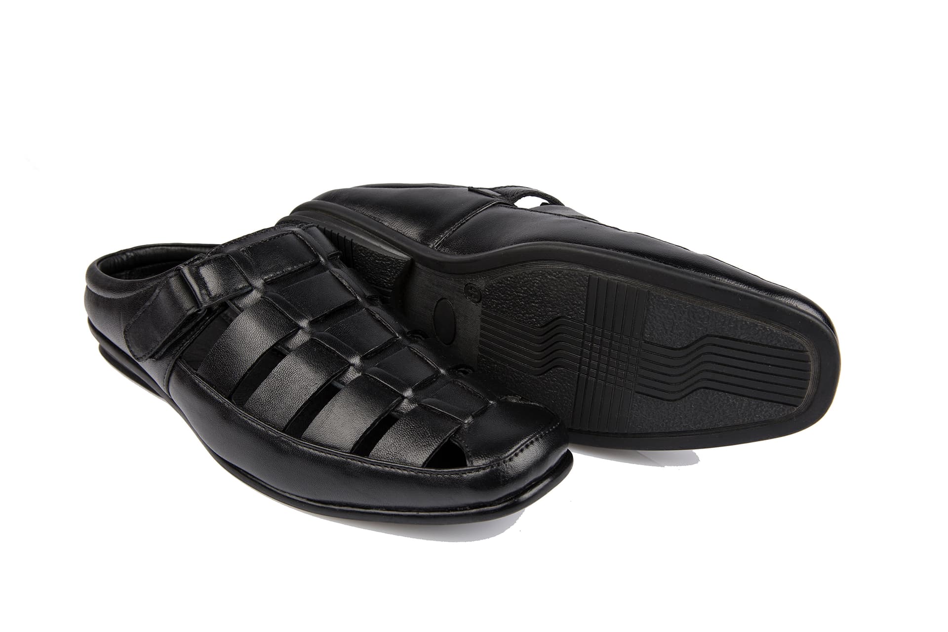 Black Woven Leather Casual Shoes view 2