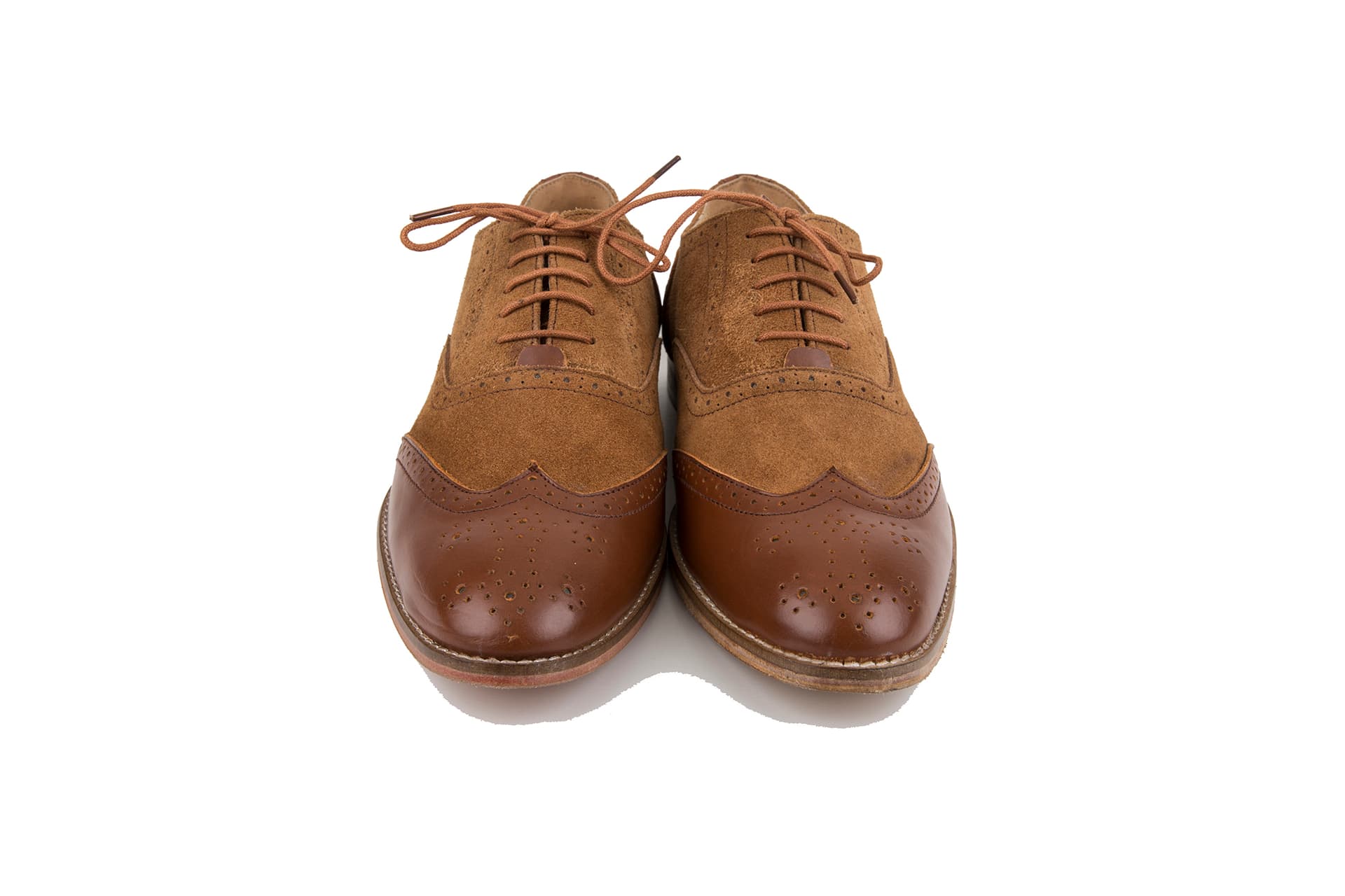 Tan Suede & Leather Brogue Oxford Shoes view 1