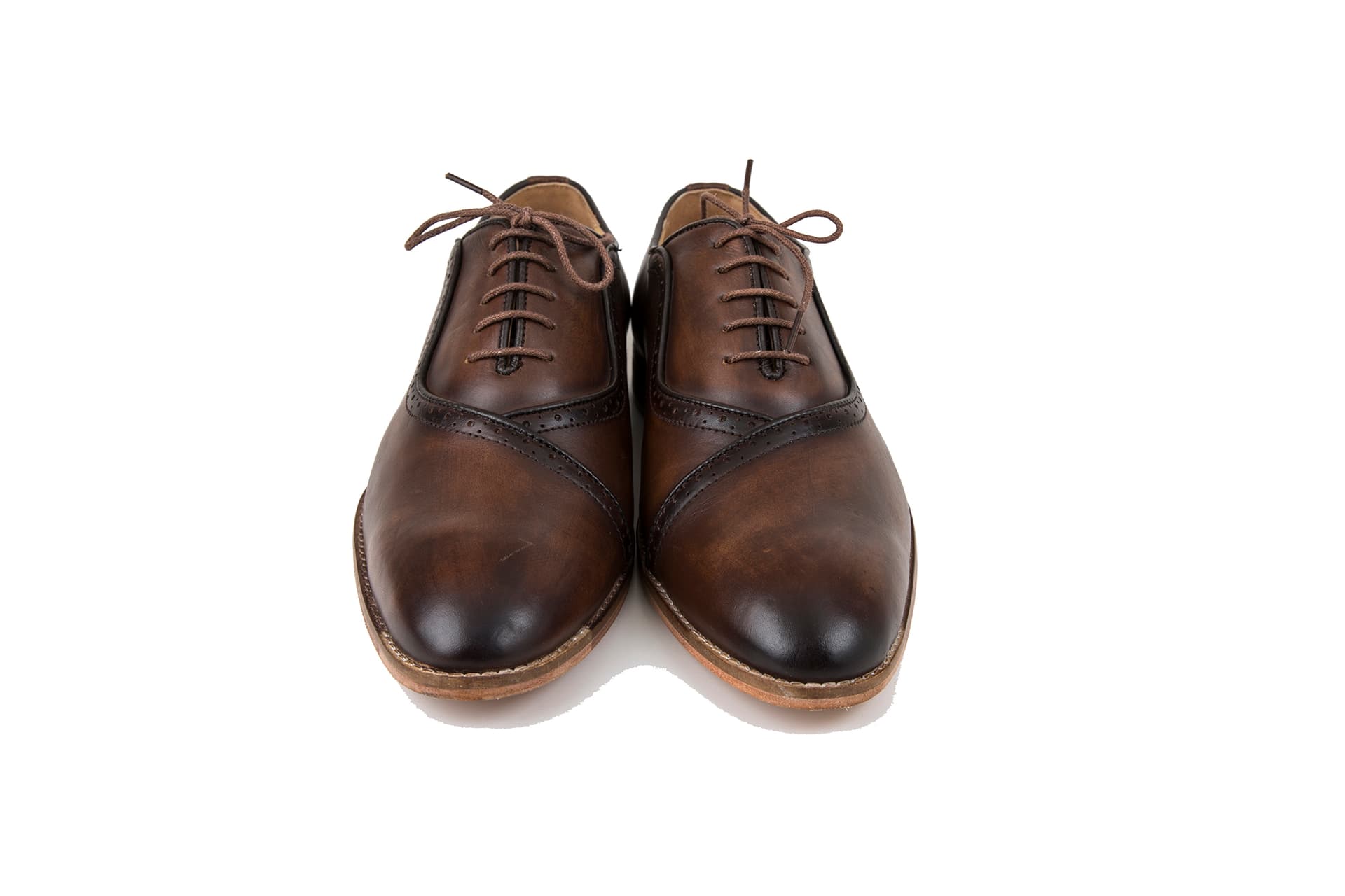 Dark Brown Burnished Leather Derby Shoes view 1