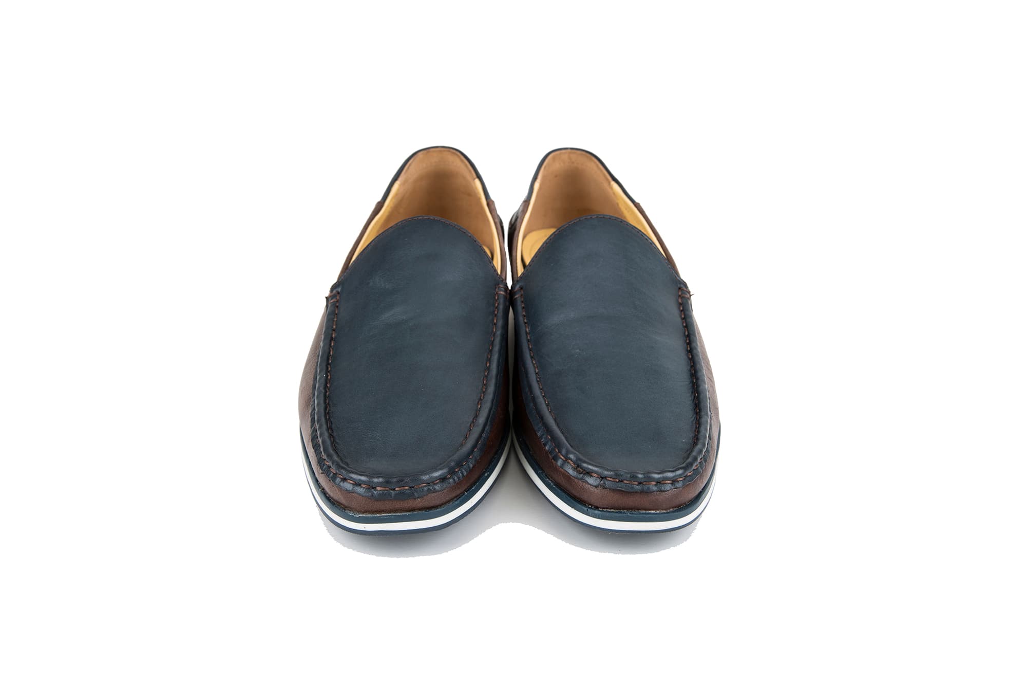 Navy Blue Leather Slip-On Casual Loafers