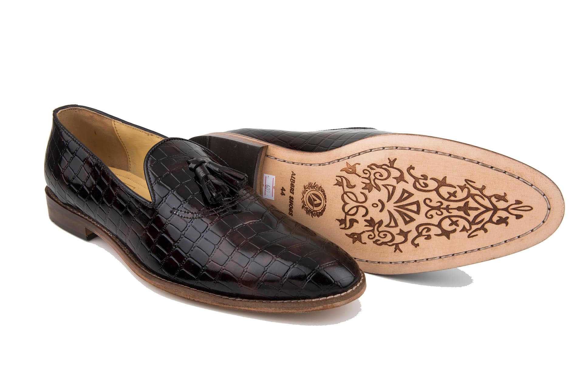 Brown Woven Leather Cap Toe Oxford Shoes view 2