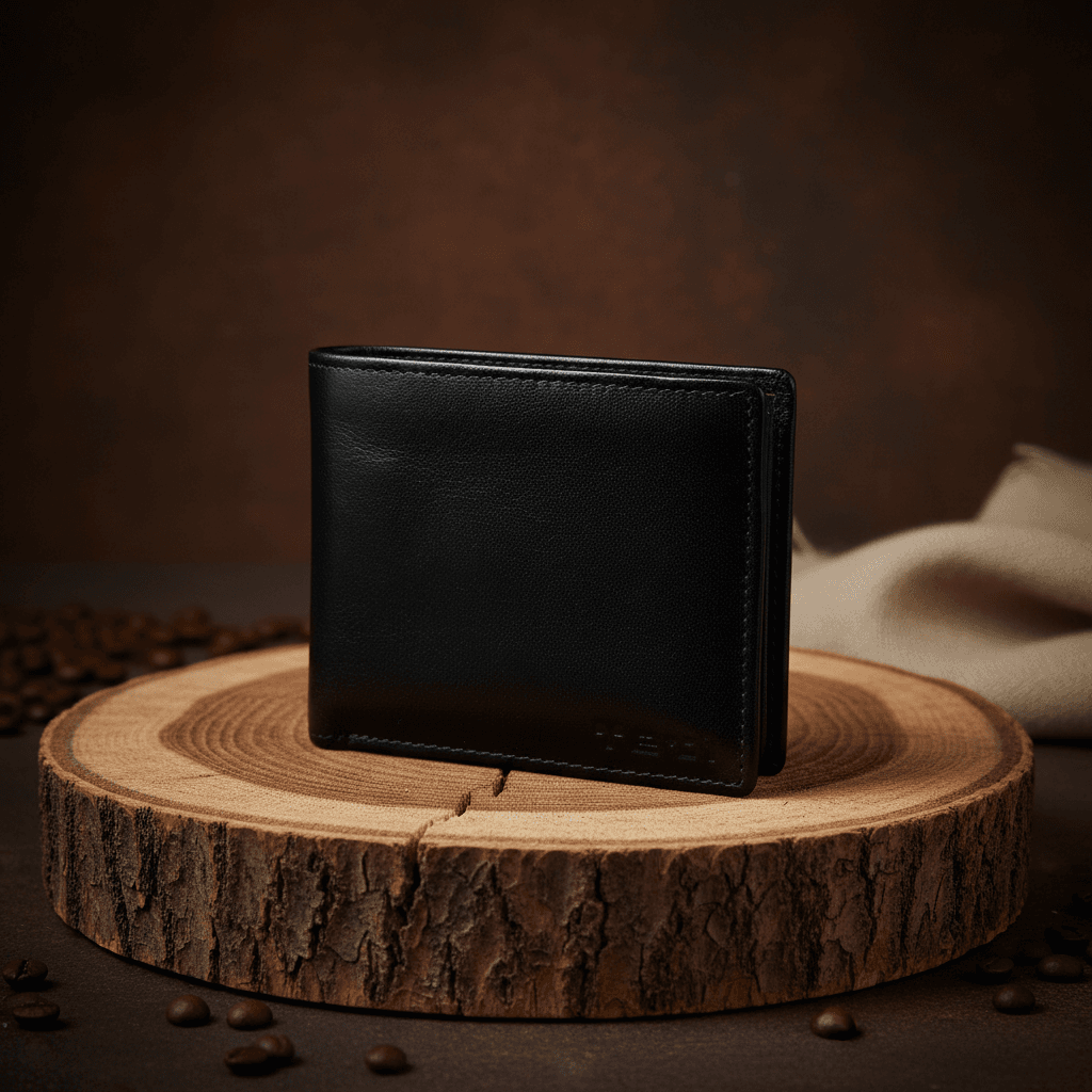 Classic Black Leather Bifold Wallet