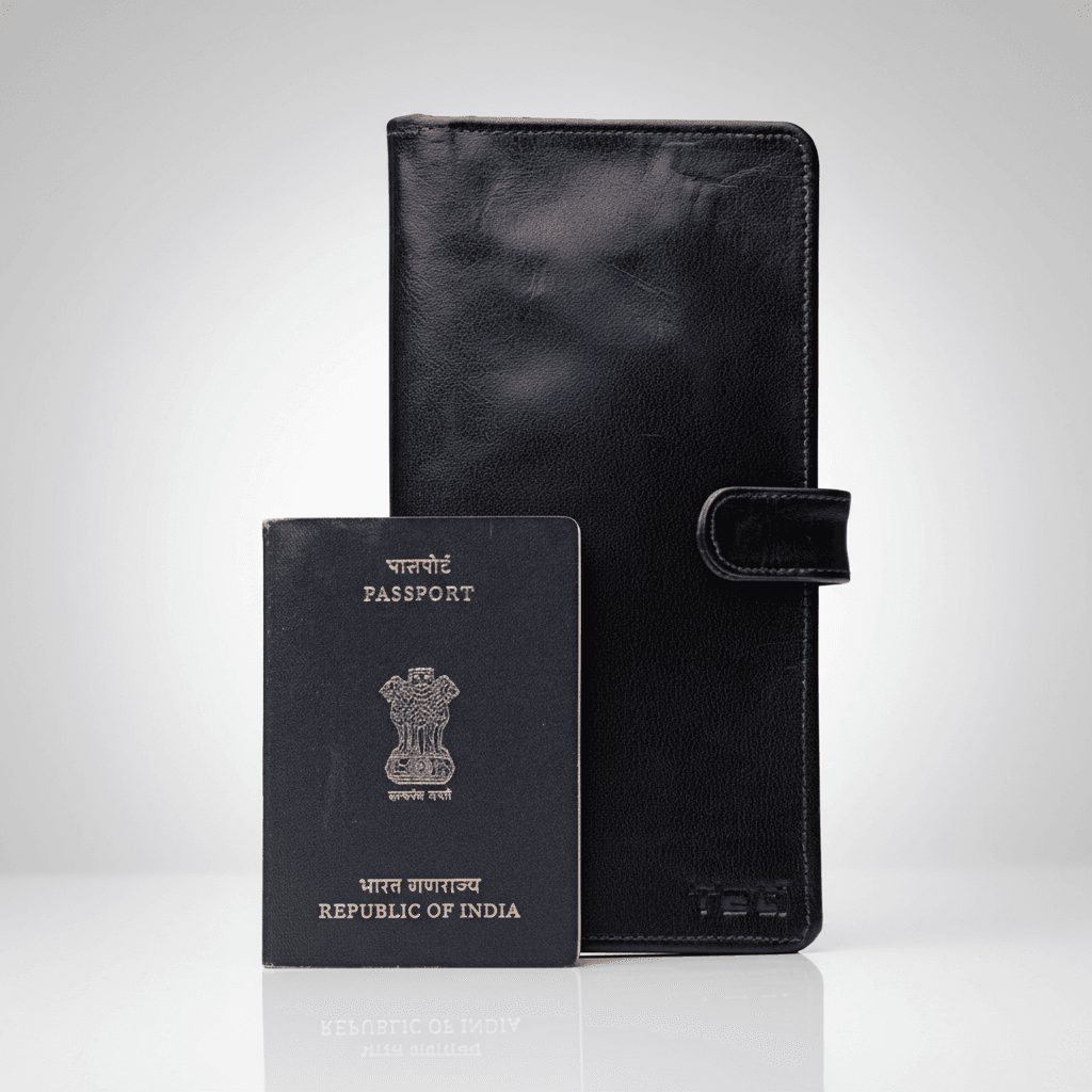 Classic Black Leather Passport Holder