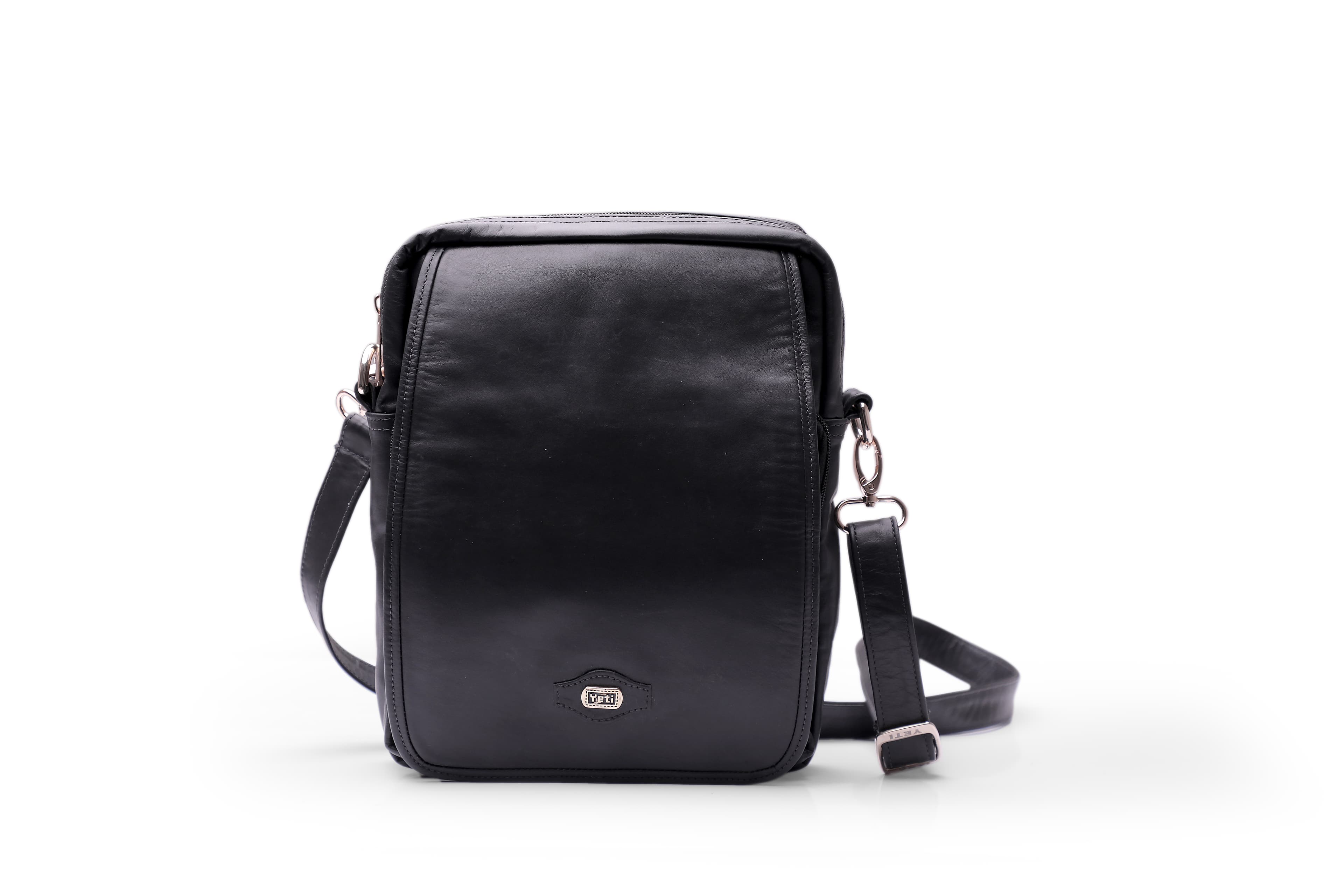 Black Leather Compact Crossbody Purse