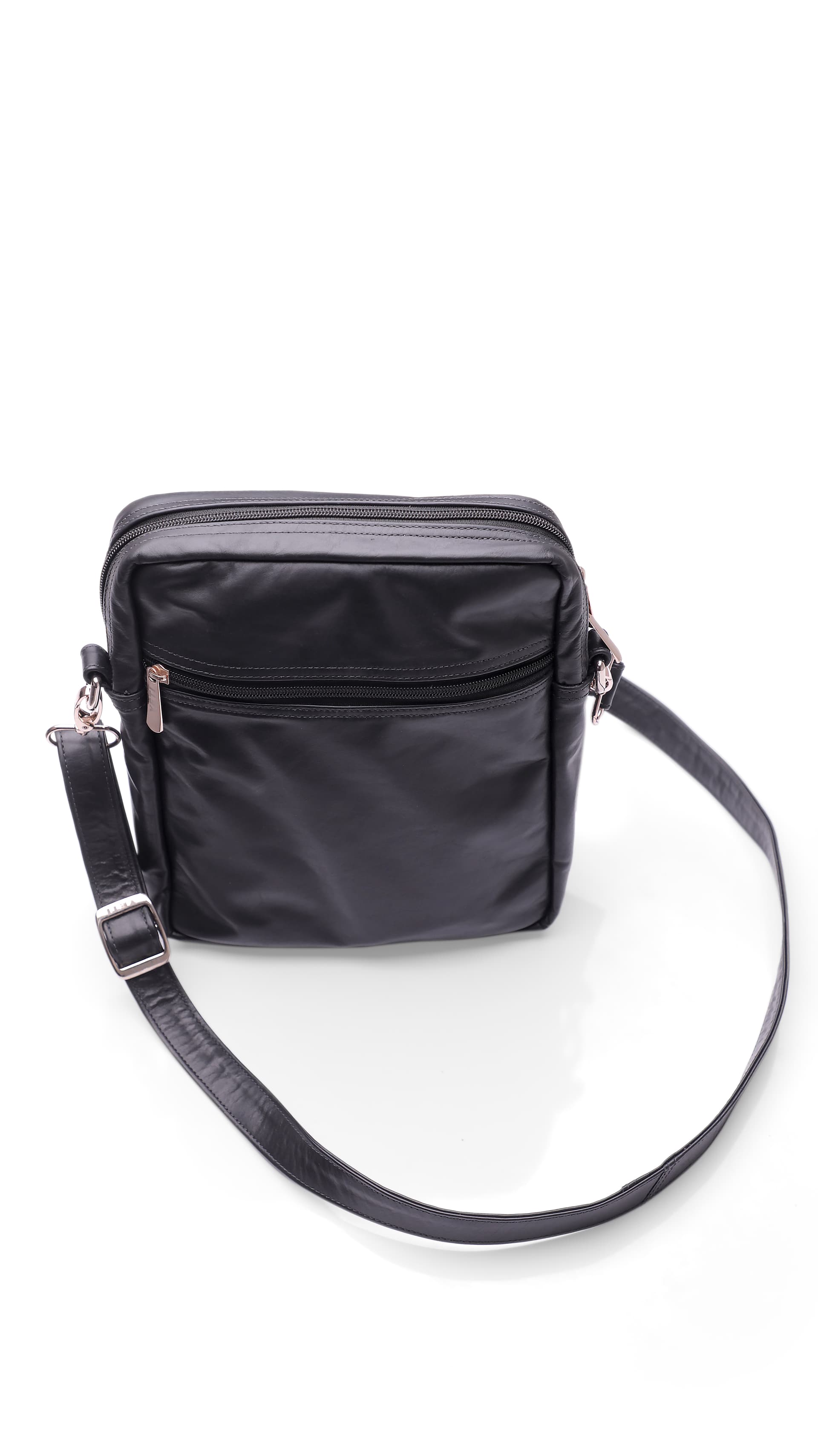 Black Leather Compact Crossbody Purse view 2