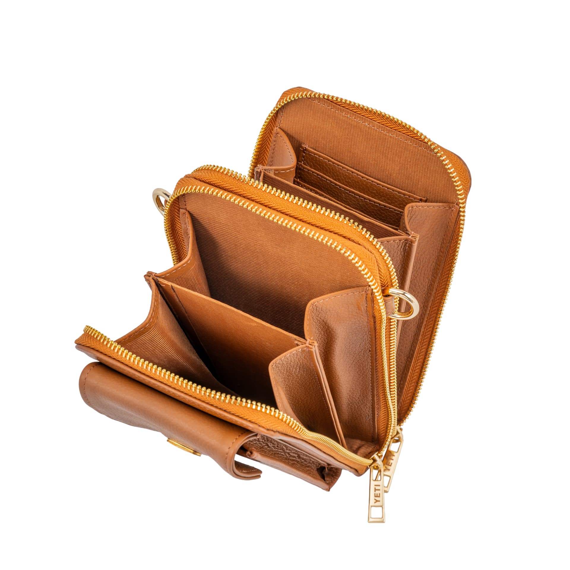 Tan Leather Phone Crossbody Purse view 3