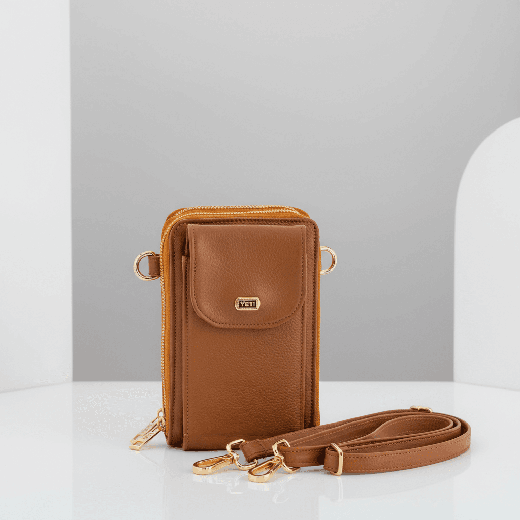 Tan Leather Phone Crossbody Purse