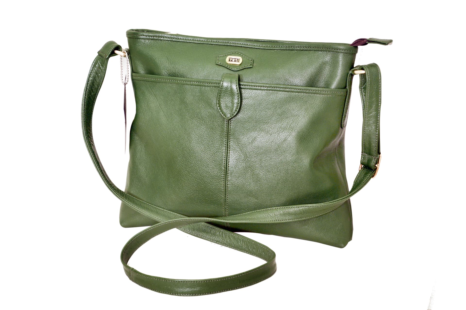 Classic Green Leather Shoulder Bag view 1