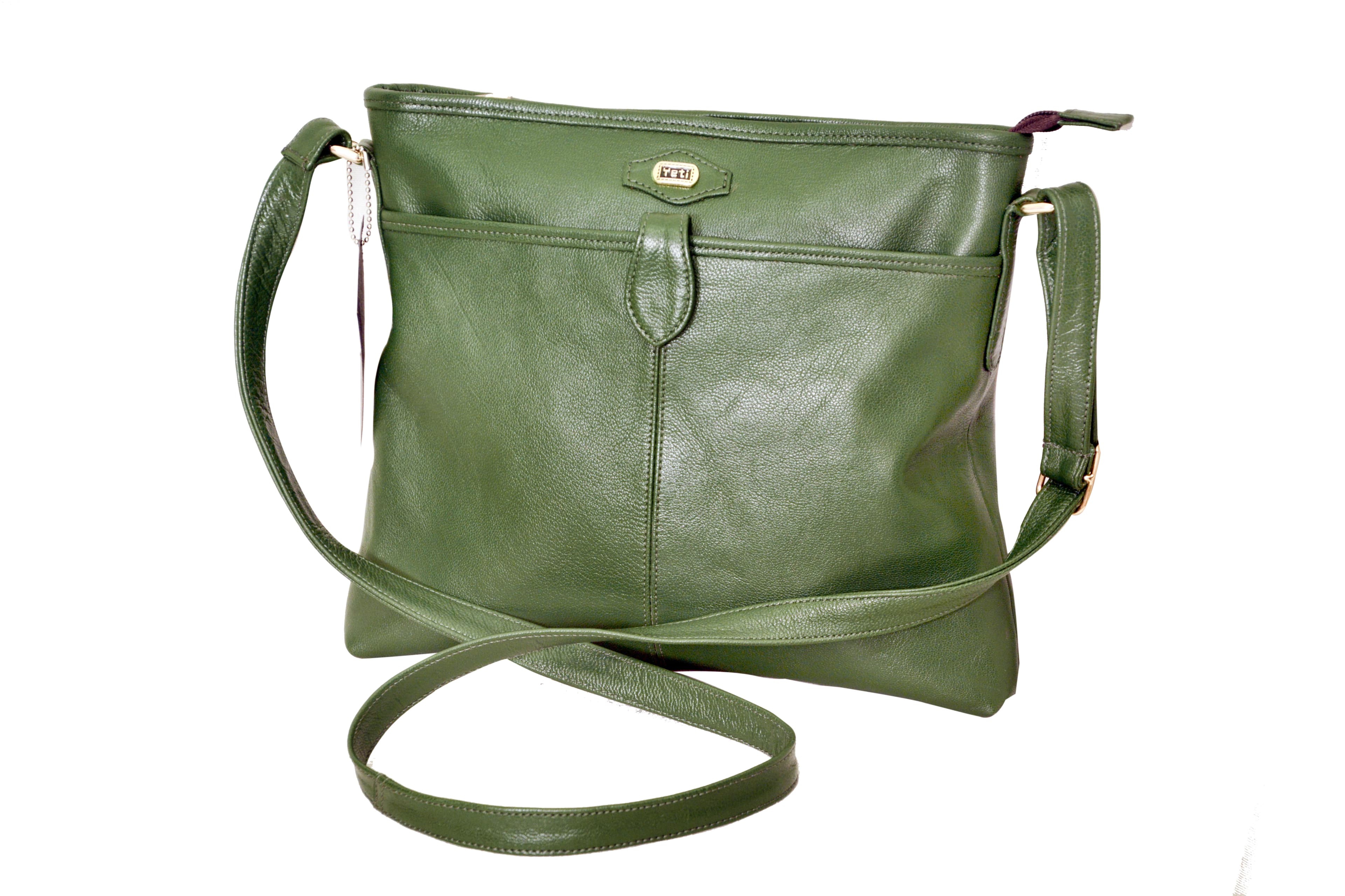 Classic Green Leather Shoulder Bag