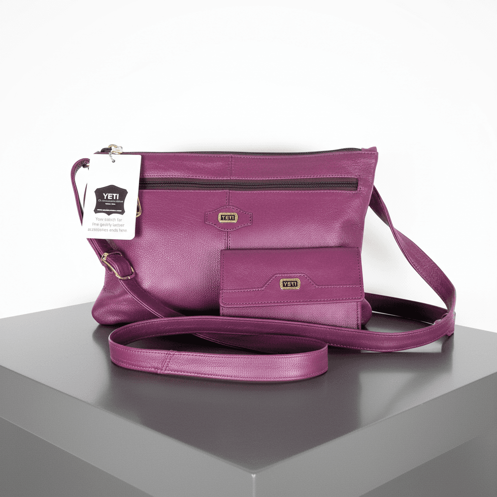 Purple Leather Crossbody Purse Set