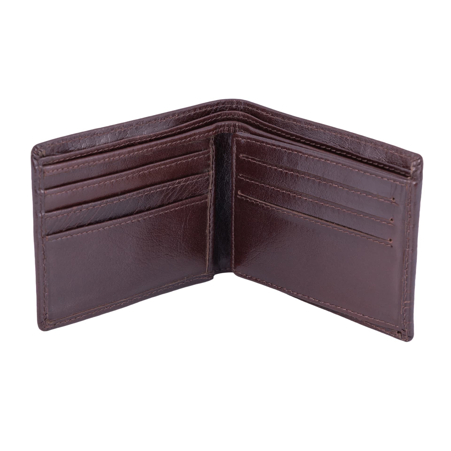 Classic Brown Leather Bifold Wallet view 3