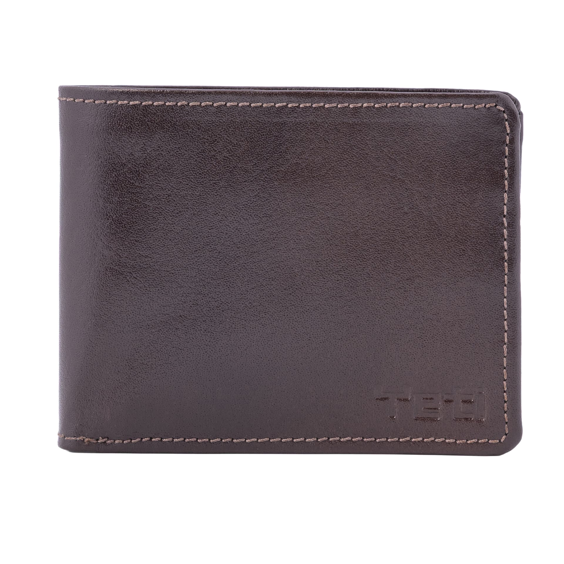 Chocolate Brown Leather Bifold Wallet view 1