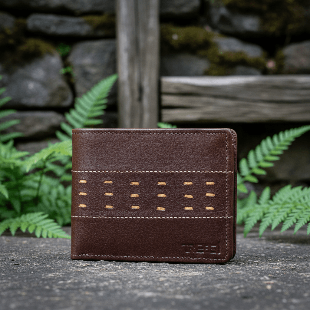 Textured Panel Leather Bifold Wallet