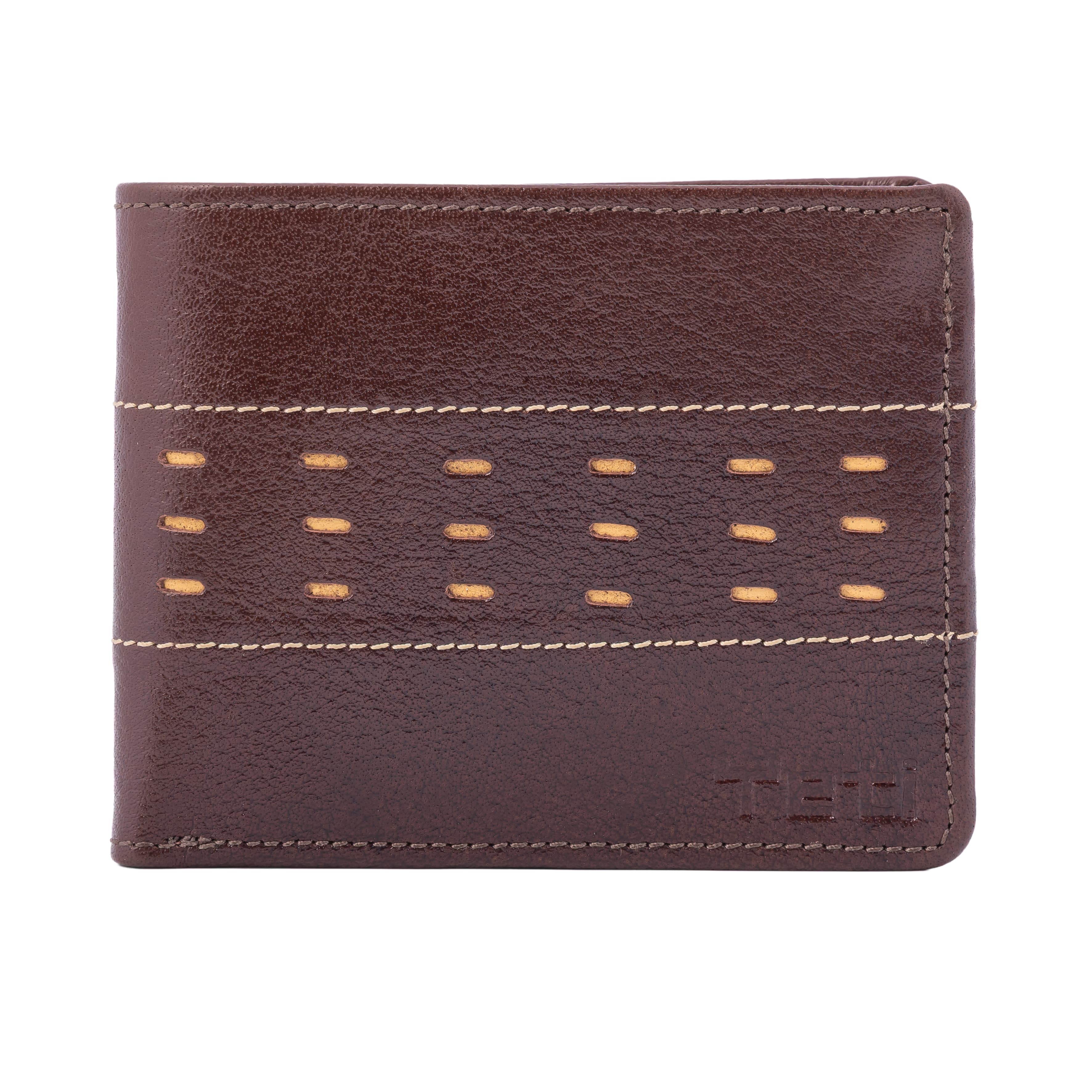 Textured Panel Leather Bifold Wallet