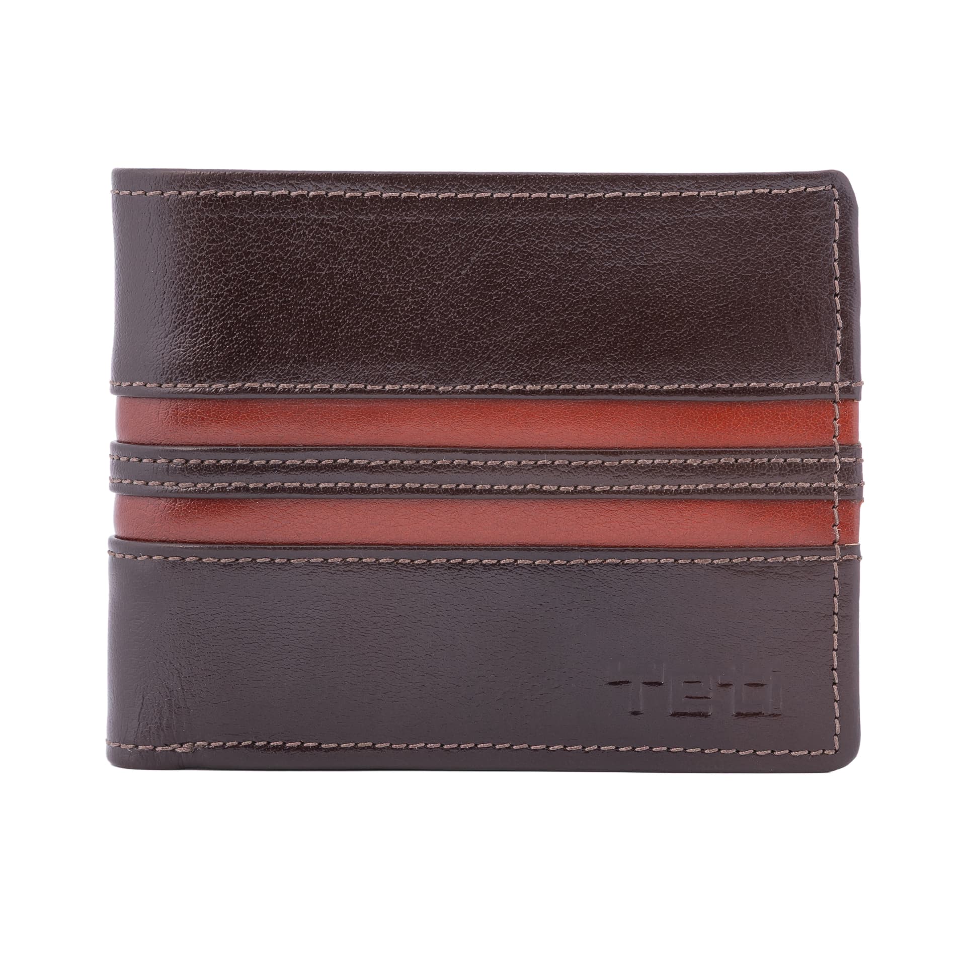 Triple-Stripe Dual-Tone Leather Bifold Wallet view 1