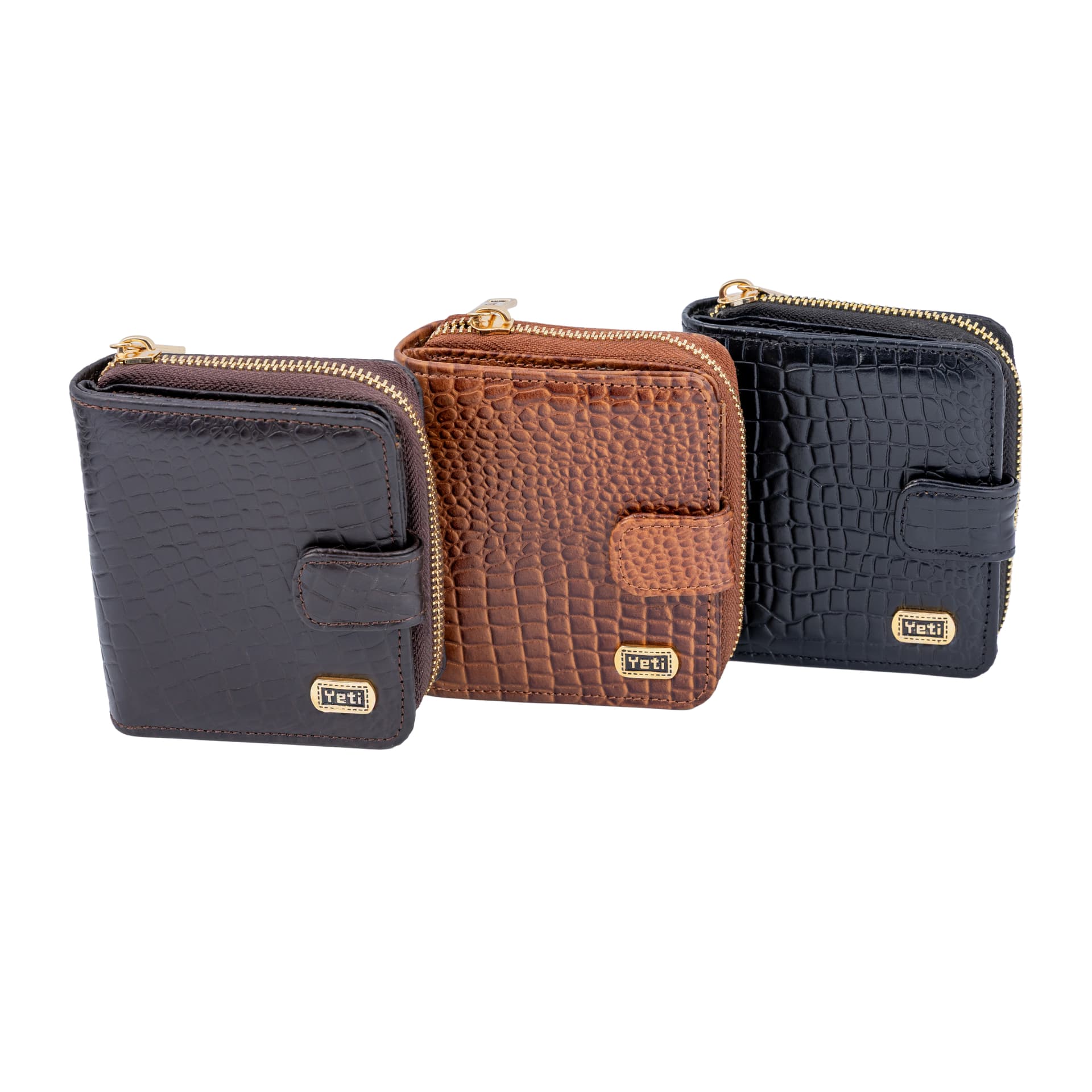 Croc-Texture Leather Zip Around Wallet view 4