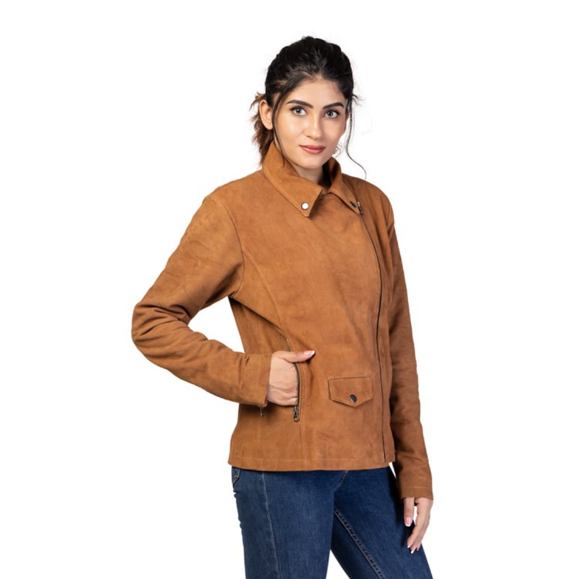 Women’s Premium Tan Leather Jacket view 1