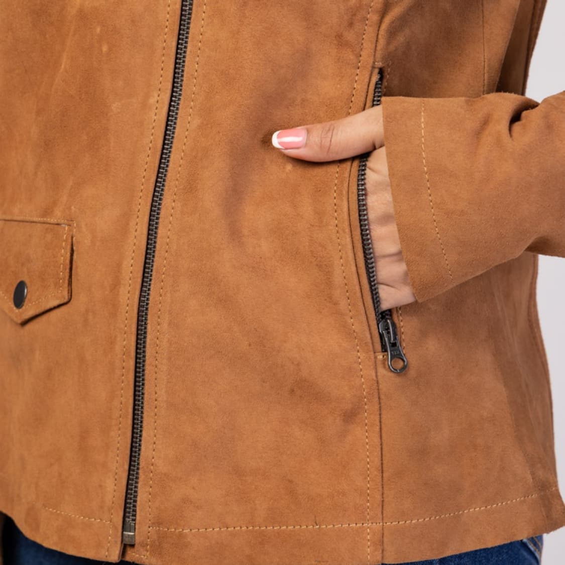 Women’s Premium Tan Leather Jacket view 2