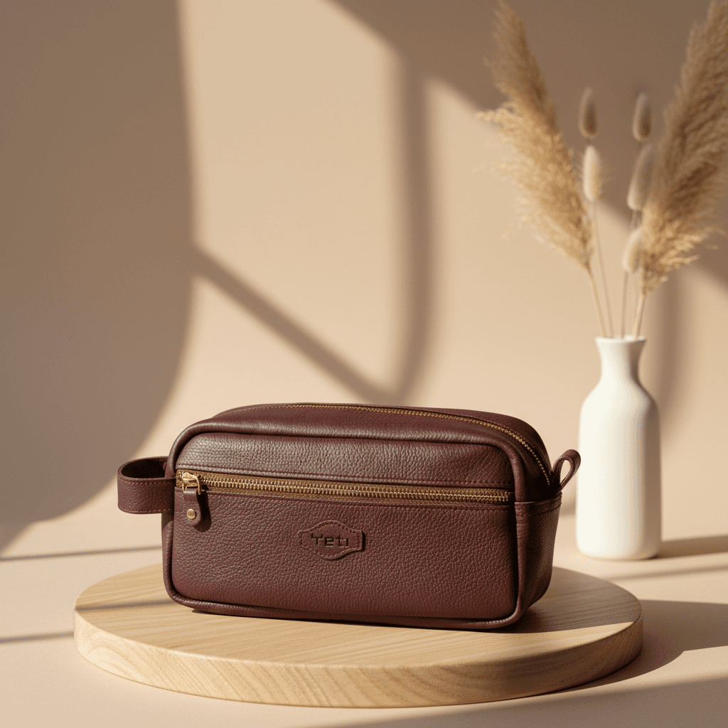Premium Brown Leather Travel Pouch
